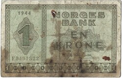 1 krone korona 1944 Norvégia