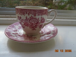 Angol pink virág mintás kavés csésze alátét tálkával Enoch Wedgwood