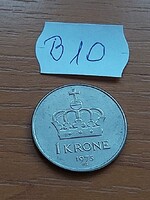 NORVÉGIA 1 KORONA 1975 Réz-nikkel, V.Olav király   B10
