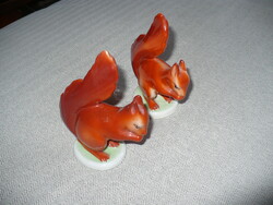 2 db Hollóházi mókus figura