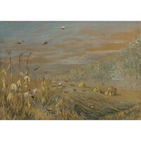 Schell József (1900-1970) Vadászat, 1962 - szépen megfestett akvarell munka /számlát adunk hozzá/