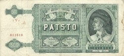 500 korun korona 1941 Szlovákia nem perforált Ritka