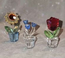 Swarovski cserepes virágok 3 db