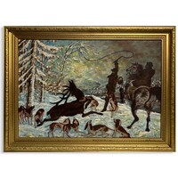 Herczeg jelzéssel: Vadászaton - antik keretben, magyar művésztől /számlát adunk hozzá/