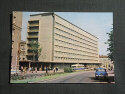 Képeslap,Ukrajna,Lviv,Lvov Szálloda,trolibusz,városi látkép,részlet,1970-