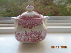 Angol pink virág mintás cukortartó Enoch Wedgwood