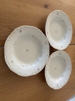 Zsolnay arany tollazott apró virágos nagy mély tányér 23,5cm 3 db