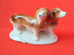 LIPPELSDORFI (GDR) tacskó páros porcelán kutya figura