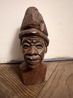 Kézzel faragott afrikai kő mellszobor – Shona stílus, Zimbabwe (20. század második fele)