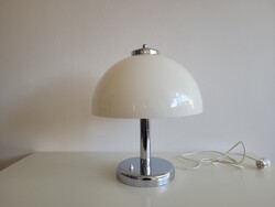 Retro nagy méretű 48 cm Szarvasi gomba lámpa két égős krómozott mid century asztali lámpa