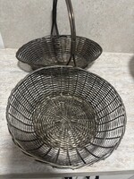 Ezüstözött fém kosár szett – kör és ovális forma