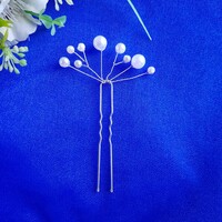 Fehér gyöngyös menyasszonyi hajtű, drótos hajdísz