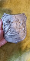 Budapest címer 1950 tömőr alu 15X18cm kb