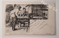 Képeslap,Miskolc,üdvözlő lap, 1903, Gedeon András kiadás.Pislog mint miskolczi kocsonyába a béka.