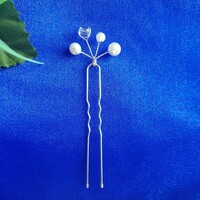 Fehér gyöngyös menyasszonyi hajtű, drótos hajdísz