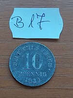 NÉMET BIRODALOM DEUTSCHES REICH 10 PFENNIG 1920 Cink, II. Vilmos   B17