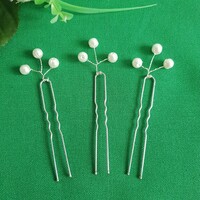 Fehér gyöngyös menyasszonyi hajtű, drótos hajdísz