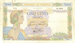 500 frank francs 1942.04.09. Franciaország