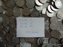 Németország alumínium 1 - 5 - 10 pfennig 270 darab 30 ft / darab