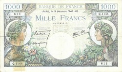 1000 frank francs 1940.12.19. Franciaország
