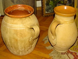 NAGYMÉRETŰ NÉPI CSERÉP EDÉNYEK KÖCSÖG - SZILKE 2 DB !!!