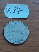 NORVÉGIA 1 KORONA 1971 Réz-nikkel, V.Olav király, LÓ   B17
