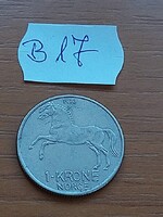 NORVÉGIA 1 KORONA 1973 Réz-nikkel, V.Olav király, LÓ   B17