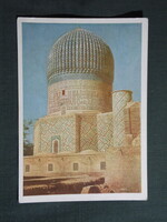 Képeslap,Üzbegisztán,Samarkand,Gúr-e Mir-mauzóleum látkép,részlet,1960-