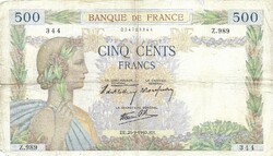 500 frank francs 1940.09.26. Franciaország