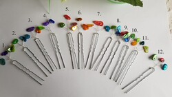 Színes lapos gyöngyös menyasszonyi hajtű, drótos hajdísz