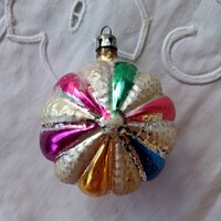 Régi üveg karácsonyfadísz-  lampion retro, vintage