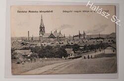 Képeslap,Miskolc,Diósgyőri vasgyár az új templommal Grünwald Ignác kiadása