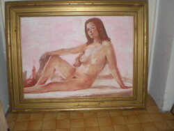 CSODÁLATOS , FINOM AKT FESTMÉNY . -- ÉRZÉKI MŰVÉSZ- ALKOTÁS 75 X 60 cm KERET NAGYSÁG .