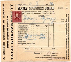 Számla: VÉRTES Szénkereskedelmi Rt. Szeged 1930.