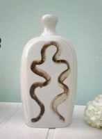 Ritka Kőporcelán butella, női sziluett, szálváza, súlyos darab