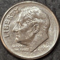 Amerikai Egyesült Államok, 1 dime, 2000.D, ﻿Roosevelt Dime