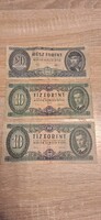 Régi papír 20 és 10 forint 3 db