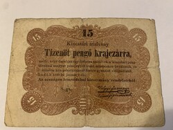 Utalvány 15 pengő krajczárra  1849 január 1