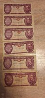 Régi papír 100 forint 6 db