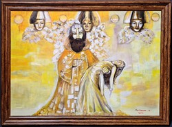 Hartmann Kitty 70x50 cm olaj-vászon, szép keretben! Jelenet, kortárs - Szász Endre tanítványa!