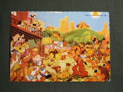 Képeslap,Walt Disney mesealakjai,Mickey egér,Donald kacsa,Gofi kutya,1987-