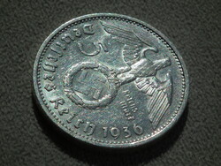 Németország, horogkeresztes ezüst birodalmi 5 Márka (Reichsmark), 1936 E