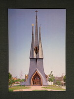 Képeslap,Paks,Szentlélek templom látkép,részlet, 1990-