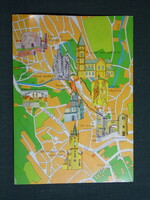 Képeslap,térképes,Veszprém,templom,képolna,viadukt,Margit romok,, 1970-