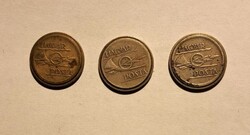 Telefon érme zsetonok a szocialista korszakból – Magyar Posta, 3 db