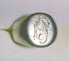 Régi Ezüst Pecsét Gyűrű "PJ" 66-os Méret Austria