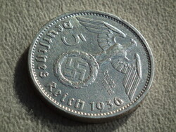 Németország, horogkeresztes ezüst birodalmi 5 Márka (Reichsmark), 1936 F