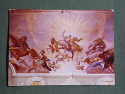 Képeslap,Forte fotó,Fertőrákos,Püspöki kastély díszterem freskó látkép,részlet, 1970-