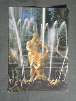 Képeslap,Oroszország,Leningrád,Szentpétervár,Petrodvorec palota,kastély,szökőkút látkép,1987-