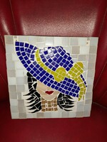 Mozaik kép /kalapos hölgy /